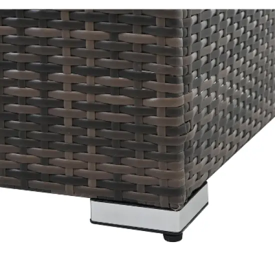 LOVSON Patio Furniture, Outdoor Furniture, Seasonal PE Wicker Furniture, 4 Set Wicker Furniture With Tempered Glass Coffee Table image {9}