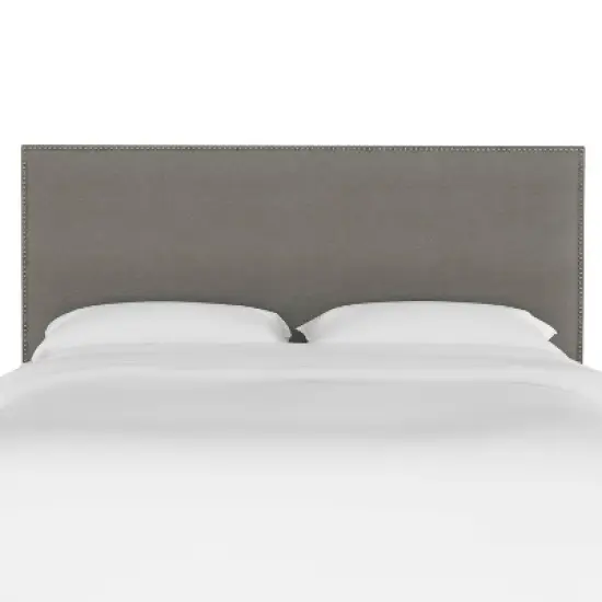 King Bella Nail Button Border Headboard Gray Linen/Pewter - Skyline Furniture image {1}