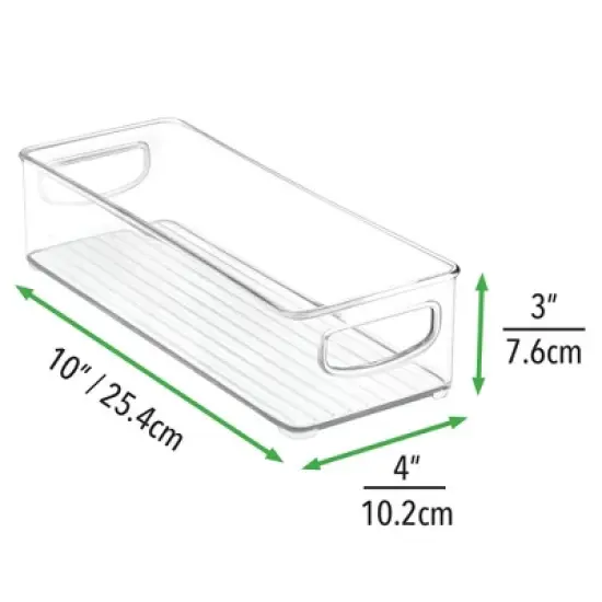 mDesign Small Plastic Office Storage Container Bin with Handles, 6 Pack - Clear image {4}