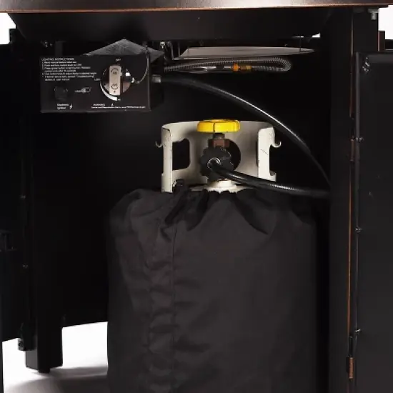 5pc Set with 44" Round Outdoor Aluminum Fire Pit Table & Four  Swivel Rocking Chairs & Wind Blocker Lid - Oakland Living image {8}