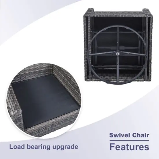 POCASSY L-Shaped Patio Sectional Sofa Set with Fire Pit Table, All Weather Gray Wicker Outdoor Furniture Set with Swivel Chair and Propane Fire Pit image {4}