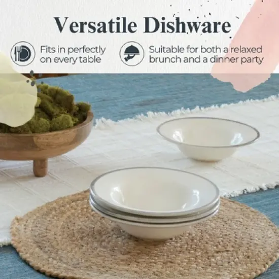 Portmeirion Potter's Brushstroke Oatmeal Bowl, Set of 4, Ideal for Porridge, Soup, Desserts, Durable Earthenware Bowls, Made in UK - Grey image {2}