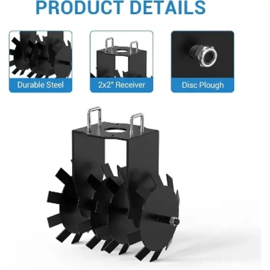 Acekool Heavy Duty ATV/UTV Disc Harrow, Pull Behind Tiller with 2" Hitch, Adjustable Height & Angle, for Soil Prep, Pasture & Garden image {3}