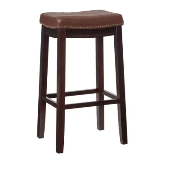 Padded Saddle Seat Barstool Hardwood - Linon image {18}