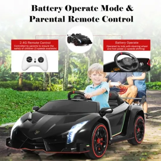Costway 12V 2-Seater Licensed Lamborghini Kids Ride On Car w/ RC & Swing Function image {4}