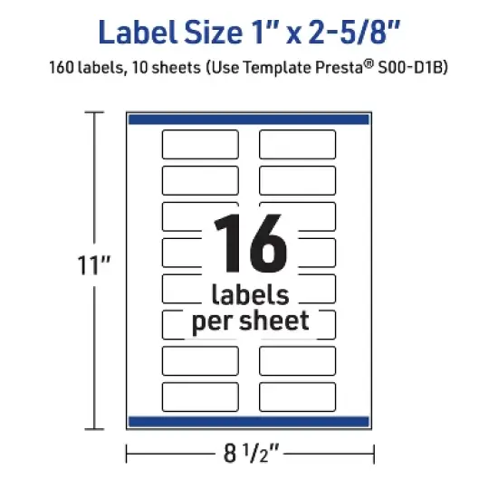 Avery Labels, 1" x 2-5/8", Matte White, Gold Border w/ Gold Dots, 160ct image {4}