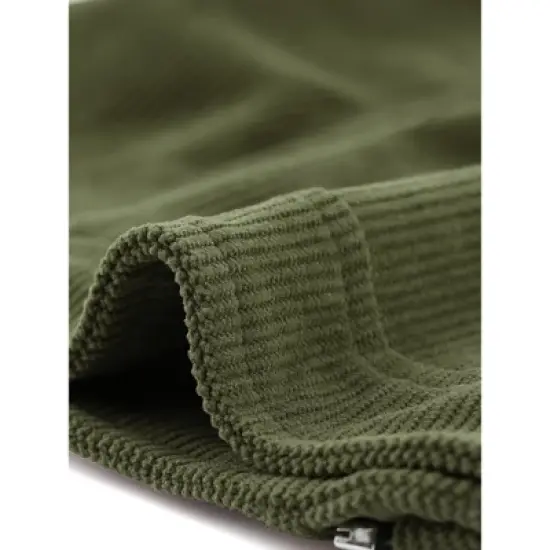 Allegra K Women's Notched Lapel Zip Up Long Sleeve Motorcycle Corduroy Jacket image {4}