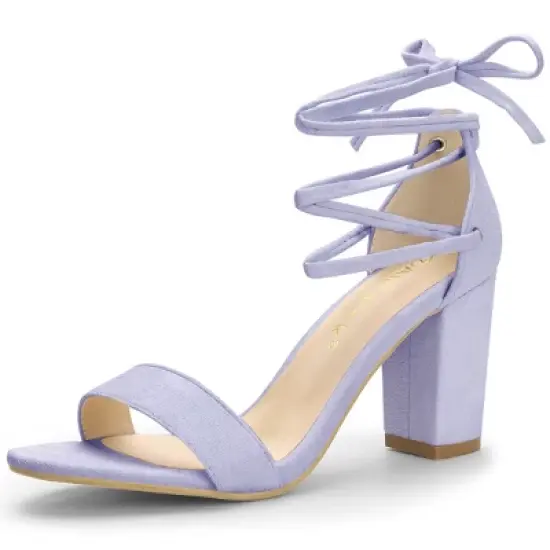 Allegra K Women's Tie Up Strappy Chunky High Heels Sandal image {10}