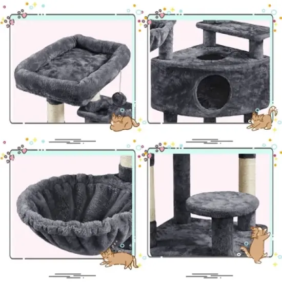 Yaheetech 46" 3-Level Plush Cat Activity Tower image {3}