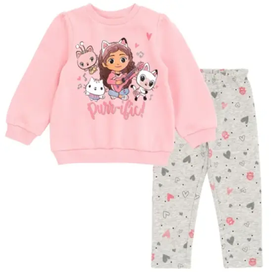 Dreamworks Gabby's Dollhouse Pandy Paws Cakey Cat Kitty Fairy Girls Fleece Sweatshirt and Pants Set Toddler to Big Kid  image {7}