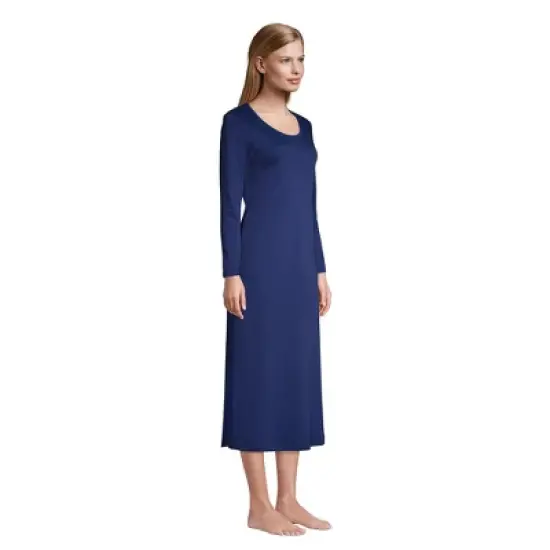 Lands' End Women's Supima Cotton Long Sleeve Midcalf Nightgown image {2}
