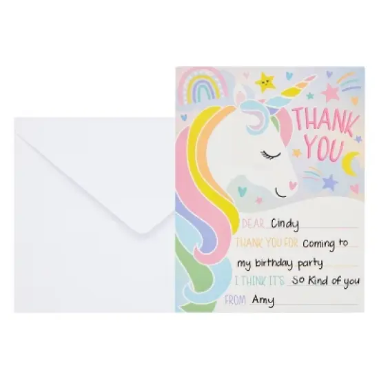 Pipilo Press 36 Pack Unicorn Fill in the Blank Thank You Cards with Envelopes for Kids, 5.5 x 4.2 in image {2}