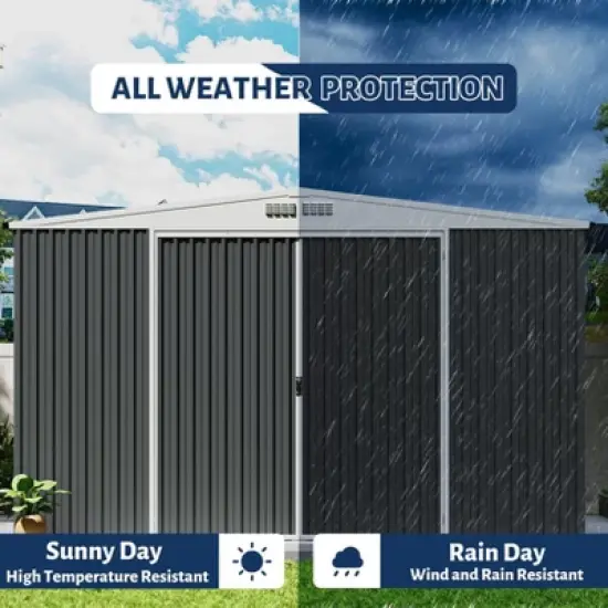 Large Outdoor Storage Shed 8x7 Ft Heavy Duty Metal Shed with Lockable Doors, Weather Resistant & Easy to Assemble for Garden Backyard image {4}