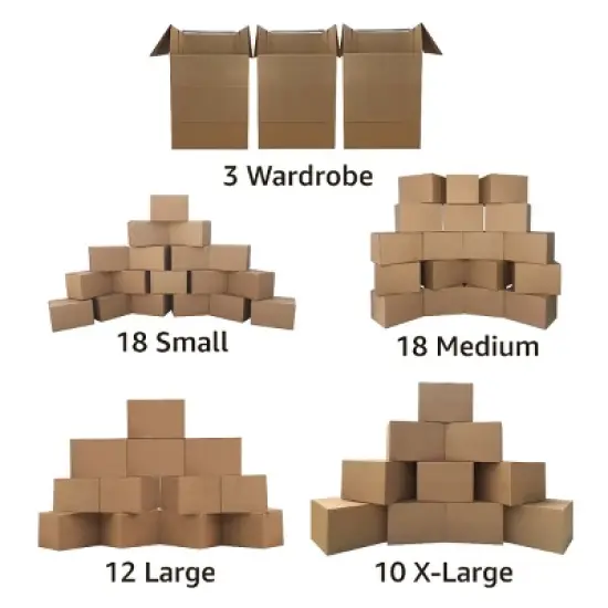 UBMOVE 6 Room Wardrobe Kit with 58 Moving Boxes and Packing Supplies image {2}