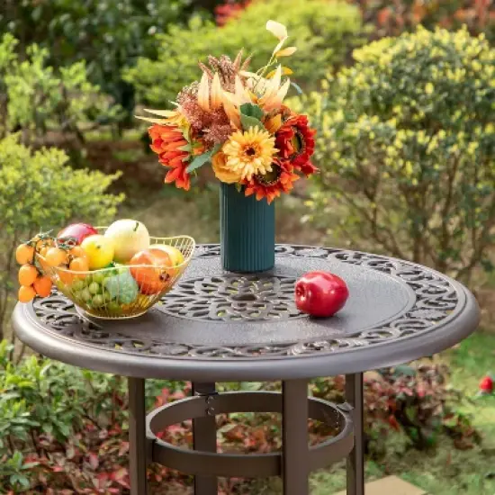 Captiva Designs 3pc Cast Aluminum Outdoor Patio Dining Set with Bar Stools Brown image {7}