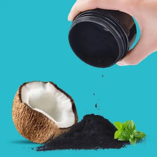 iSmile Activated Charcoal Natural Teeth Whitening Powder with Bamboo Toothbrush image {3}