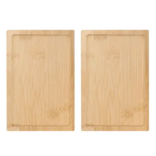 Unique Bargains Natural Bamboo Curved Edges Multi-Purpose Easy to Clean Serving Tray 7.09 x 4.72 Inch Yellow image {6}