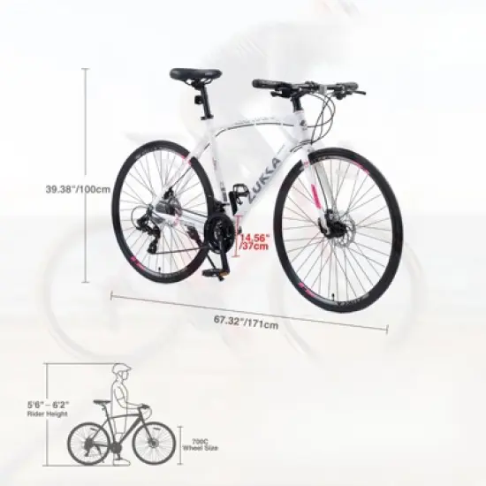 INFURNIC Bicycles, 700c Road Bike 24 Speed, City Commuter Bicycle for Men Women, White, 67.32"*14.56"*39.37" image {1}