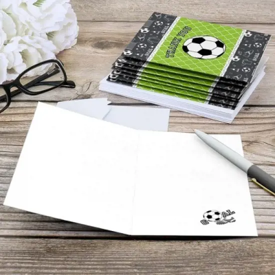Big Dot of Happiness Goaaal - Soccer - Baby Shower or Birthday Party Thank You Cards (8 Count) image {3}