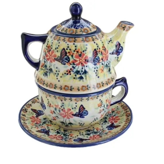 Blue Rose Polish Pottery C027 Manufaktura Tea for One image {2}