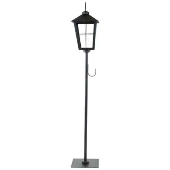 Northlight 43.75" Matte Black Candle Lantern with Wreath Holder image {3}