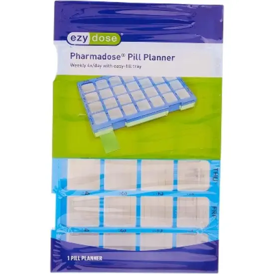 Ezy Dose Weekly (7-Day) Pharmadose Pill Organizer, Easy Fill Tray, 4 Times a Day, Blue (Large) image {6}
