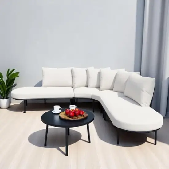 Mshliw Outdoor Patio Furniture Set - 6-Piece Modular Sectional Sofa with Coffee Table, Cushion&ndash;  Patio Seating for Garden, Backyard, Deck, Porch image {2}