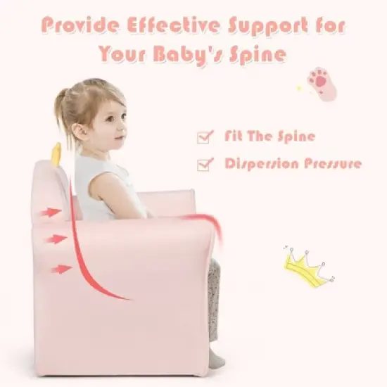 Costway Kids Lamb Sofa Children Armrest Couch Upholstered Chair Toddler Furniture Gift image {6}