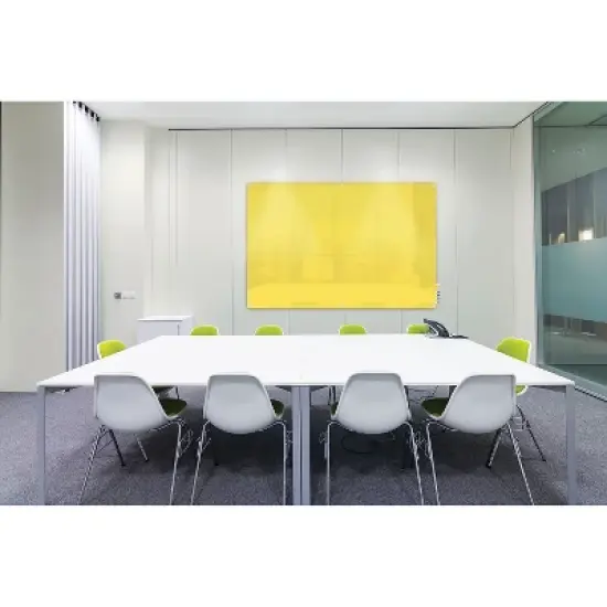 Ghent Manufacturing Harmony Magnetic Glass Dry Erase Board Frameless Yellow 4' x 3' (HMYRM34YW) image {2}
