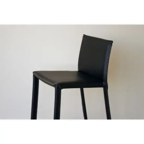 Set of 2 Crawford Leather Counter Height Stools - Baxton Studio image {1}