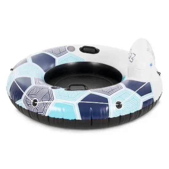 Bestway 15496 CoolerZ Rapid Rider Inflatable River Lake Pool Inner Tube Float with Built In Backrest and Wrap Around Grab Rope, Blue Hexagon, 6 Pack image {4}