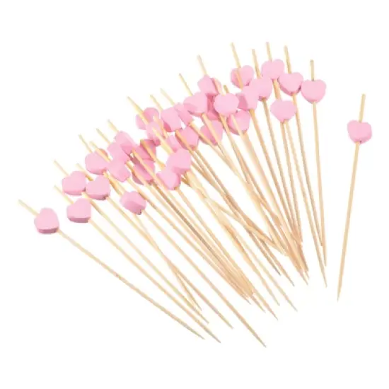 Unique Bargains Decorative Drinks Appetizer Bamboo Heart Cocktail Toothpicks 100 Pcs image {8}