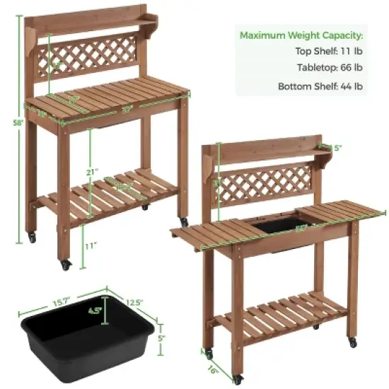 Yaheetech Outdoor Garden Potting Bench Wooden Work Station image {2}