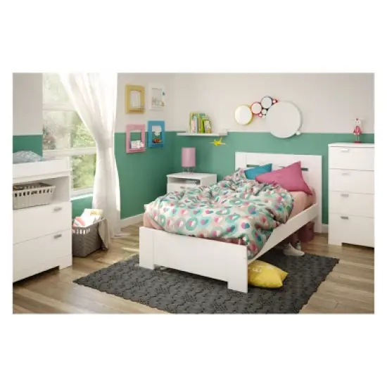 Reevo Nightstand with Drawers And Cord Catcher Pure White - South Shore image {2}