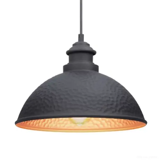 Urban Ambiance Luxury Hammered Outdoor Pendant Light,  8" x 12",  Midnight Black Finish, UHP1171 image {6}