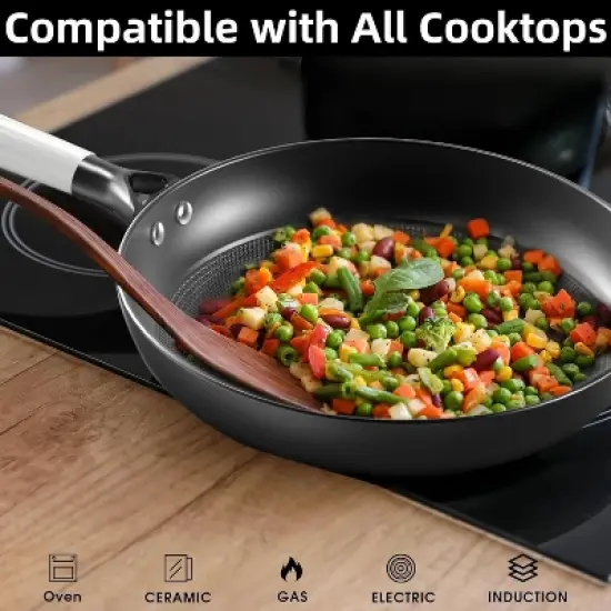 Nonstick Frying Pan, 8 Inch Skillets and Frying Pans with Removable Handle, Honeycomb Cooking Surface Cast Iron Pan Dishwasher Safe image {2}