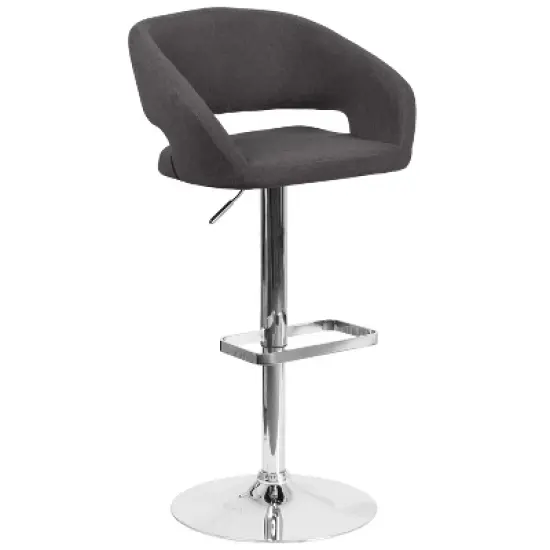 Merrick Lane Modern Bar Stool Rounded Mid-Back Stool With Height Adjustable Swivel Seat image {16}