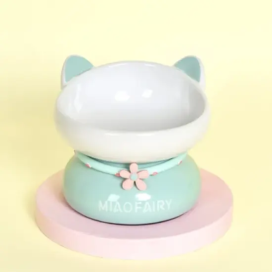 Fairyland&trade; - Ceramic Cat Bowl with Raised Stand, Cute Ear Design & Anti-Slip Base &ndash; Elevated Pet Food & Water Dish for Cats and Small Pets image {8}