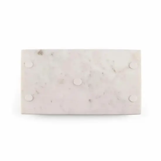 Inox Artisans Marcella Marble Tray with Leaf Handles image {2}
