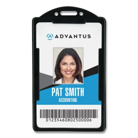 Advantus ID Card Holders, Vertical, Black 2.38" x 3.68" Holder, 2.13" x 3.38" Insert, 25/Pack image {2}