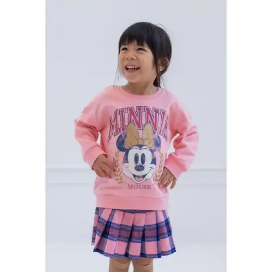 Disney Minnie Mouse Lilo & Stitch Girls Fleece Sweatshirt and Plaid Skirt Little Kid to Big Kid image {3}
