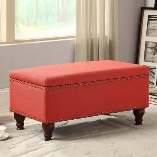 Large Rectangle Storage Bench with Nailhead Trim - HomePop image {5}