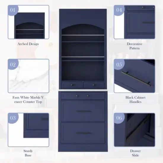 Bella Depot Freestanding 83.7" Tall Kitchen Hutch Pantry Cabinet image {4}