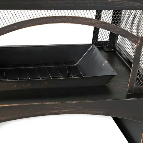 WELLFOR 37" Rectangular Metal Outdoor Fireplace with Built-in Log Storage Bronze image {9}