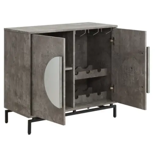 Home Source Cement Console Bar Cabinet with Half Moon Handles image {2}
