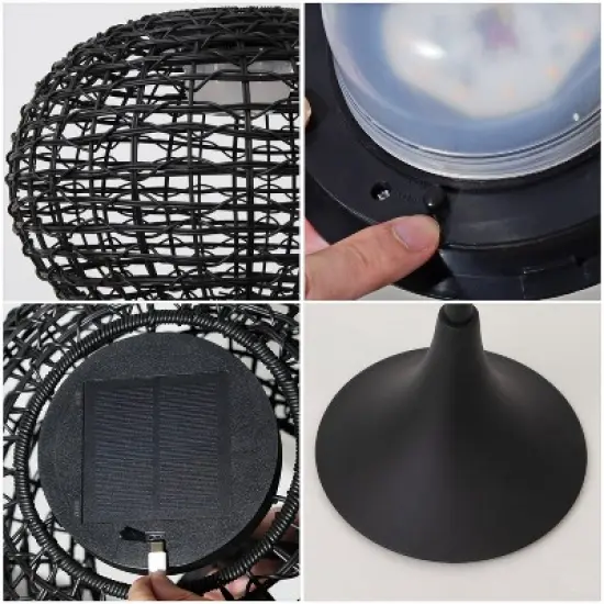 JONATHAN Y Jaemin Modern Coastal Faux Rattan Integrated Indoor/Outdoor LED Solar Powered Floor Lamp image {5}