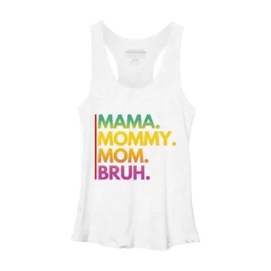 Women's Design By Humans Mother's Day Mama Mommy Mom Bruh Rainbow Text By punsalan Racerback Tank Top image {6}
