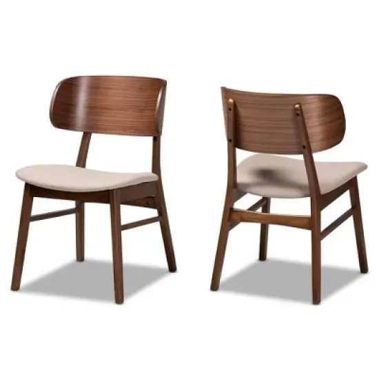 2pc Alston Fabric Upholstered Wood Dining Chair Set - Baxton Studio image {9}