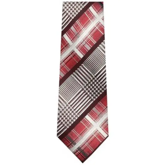 TheDapperTie Men's Burgundy And Brown Stripes Necktie with Hanky image {1}