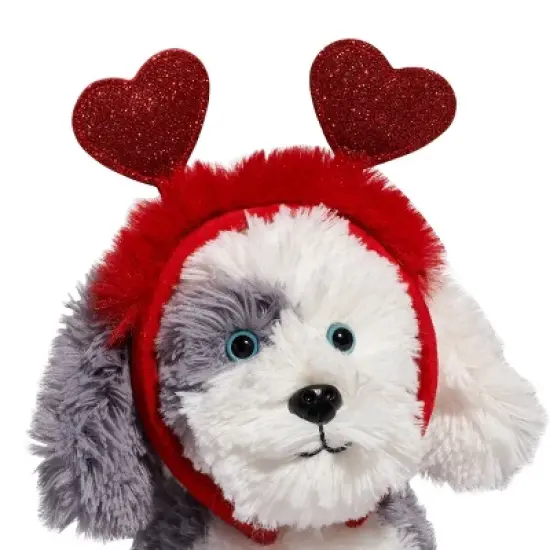 FAO Schwarz 12" Sparklers Toy Plush Sheep Dog with Removable Red Heart Boppers image {7}